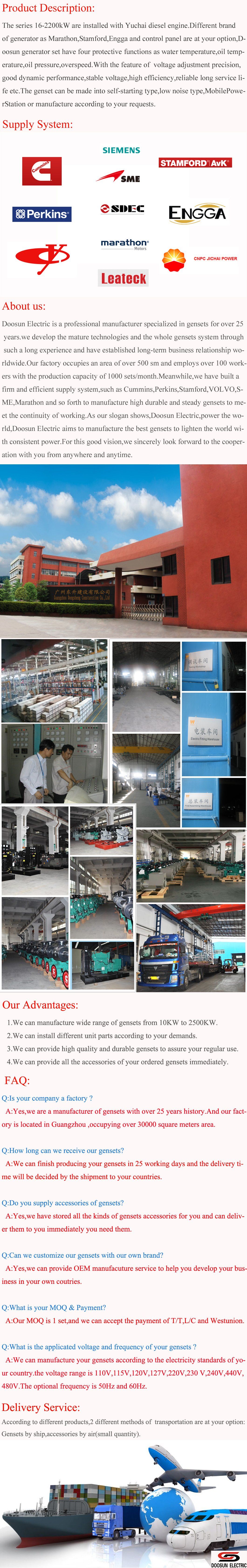 140kw/175kVA Diesel Generator Set Yc6a230-D30 Engine