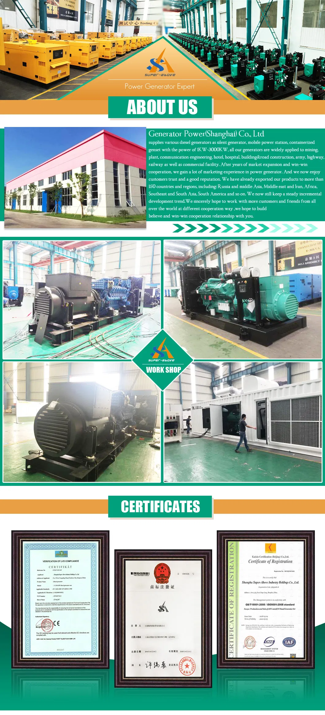 60Hz Prime Power 700kw Diesel Generator with CE Certification