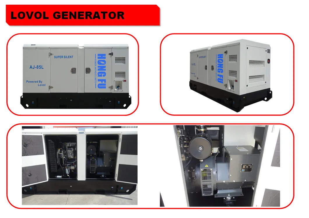 78kw/98kVA 86kw/107kVA Lovol Soundproof Power Diesel Generator with Electrical Governor