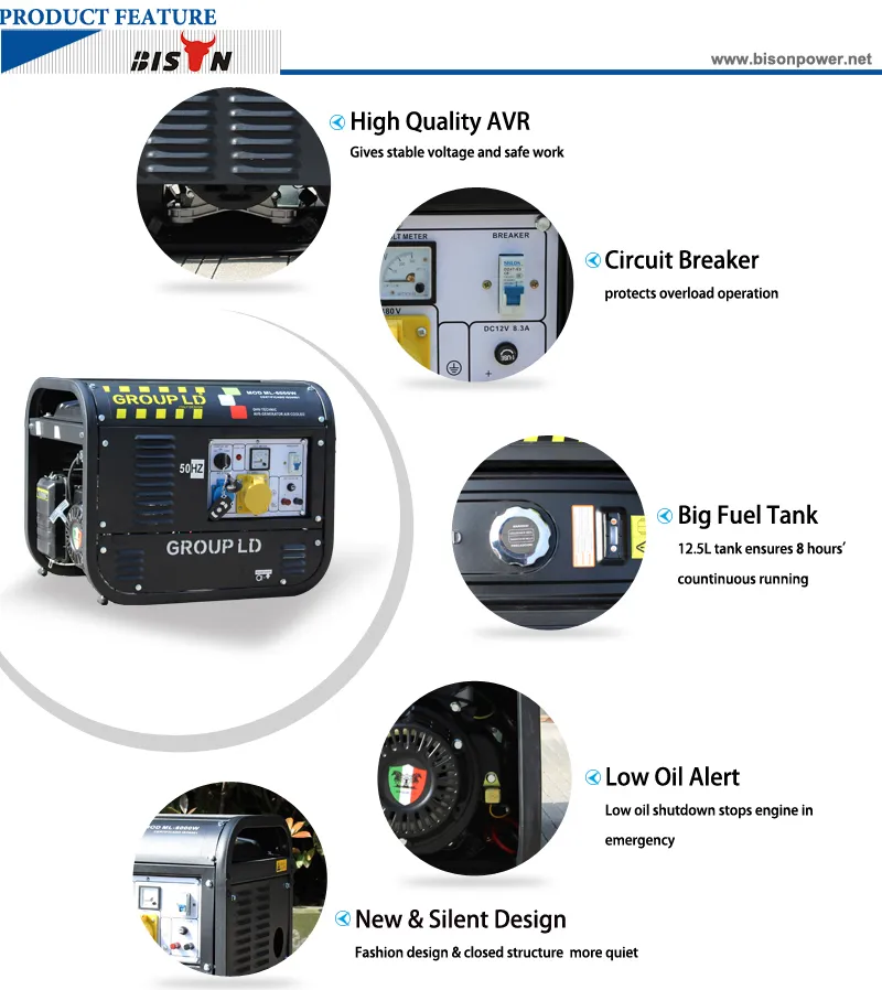 Bison China 2kw Gasoline Generator for Gasoline Generator Portable 2kw