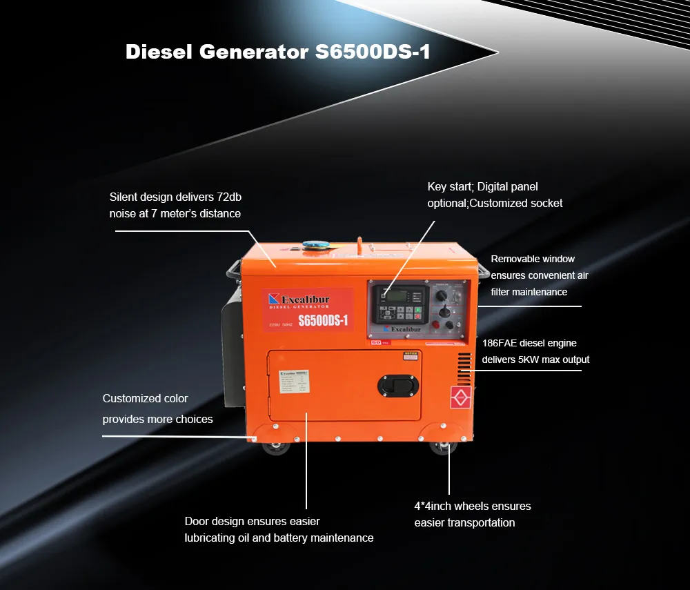 Good Quality Small Power 7500ds Silent Light Noise Diesel Generator